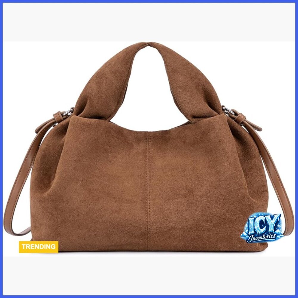 Faux Suede Hobo Bag Half-Moon Shoulder Handbag Tote Purse